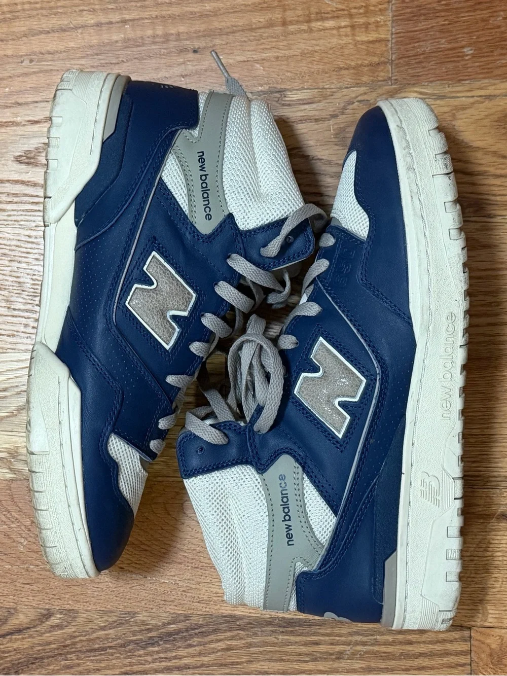 ALD New Balance 650R Navy Blue and Cream High-Top Sneakers